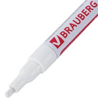 Маркер краска лаковый BRAUBERG 1-2 мм, белый, нитро-основа, алюминиевый корпус, 150869 картинка 